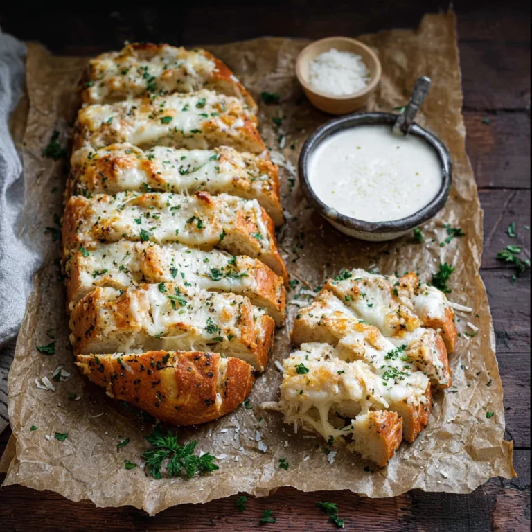 Chicken Alfredo Garlic Bread