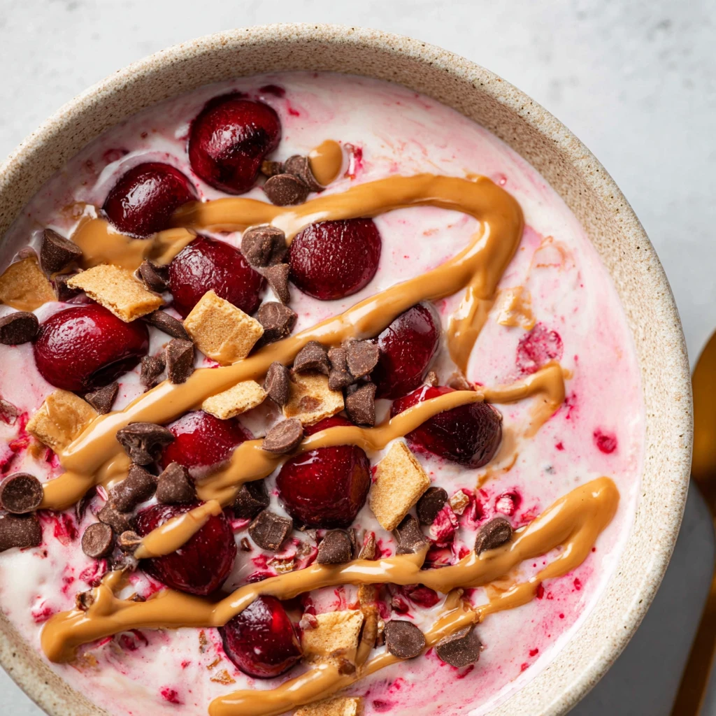 Chocolate Cherry Cheesecake Yogurt Bowl