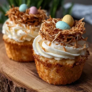 Coconut Cream Easter Nest Cupcakes