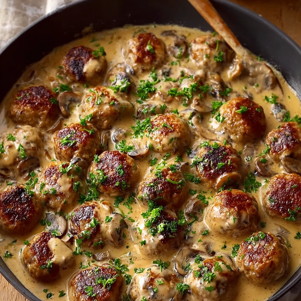 Creamy Turkey Meatballs Mushroom Sauce