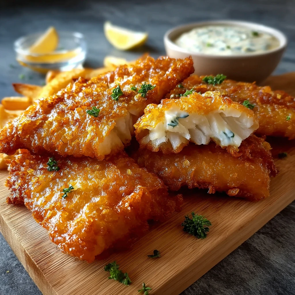 Crispy British Fish Chips Recipe Creamy Tartar Sauce