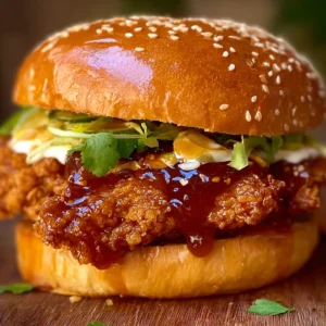 Crispy hot honey chicken tenders burger