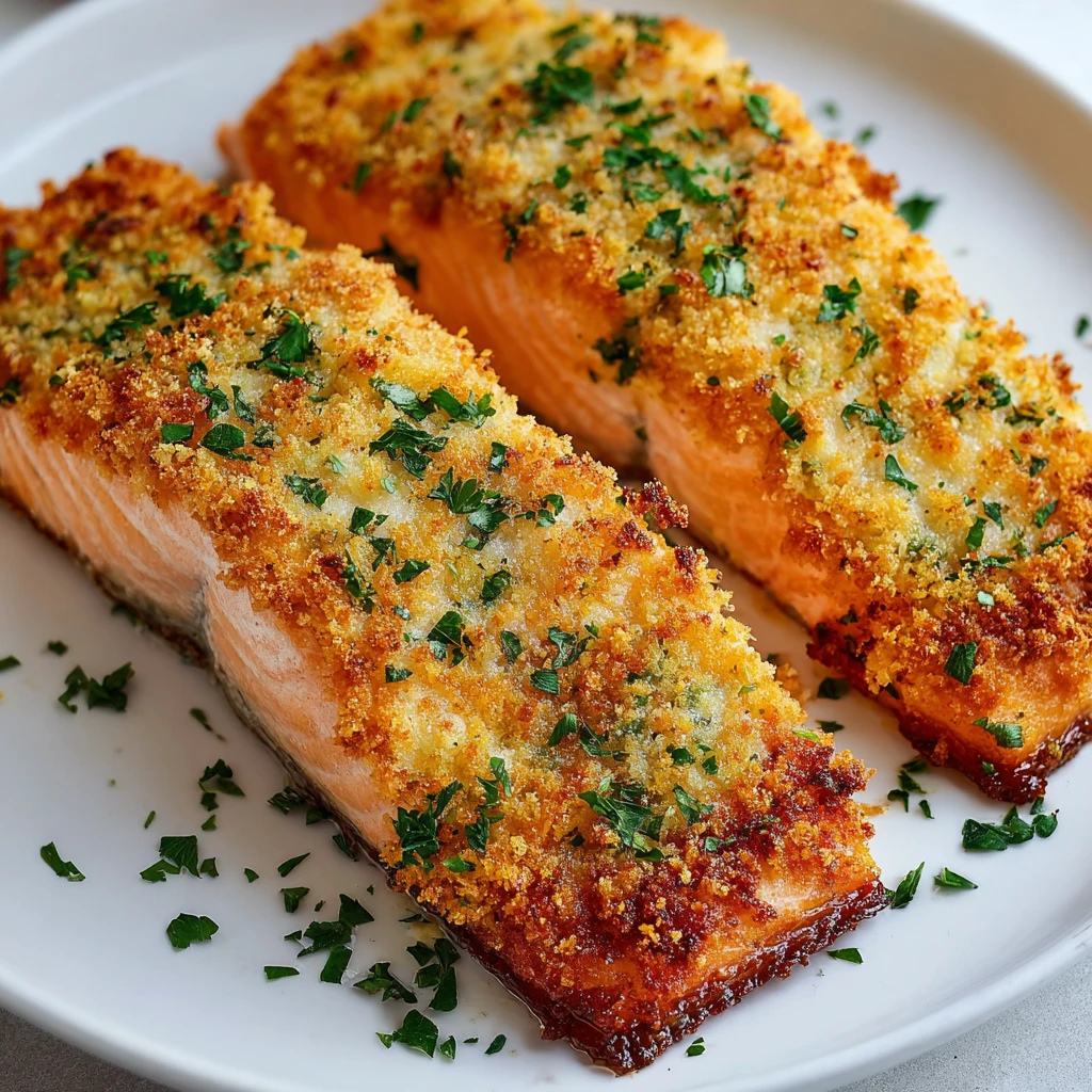 Crispy Parmesan Crusted Baked Salmon Flavorful Delight