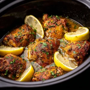 Crockpot Lemon Garlic Butter Chicken Thighs