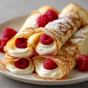 Decadent Raspberry Vanilla Cream Crepes – Light & Fluffy Delight