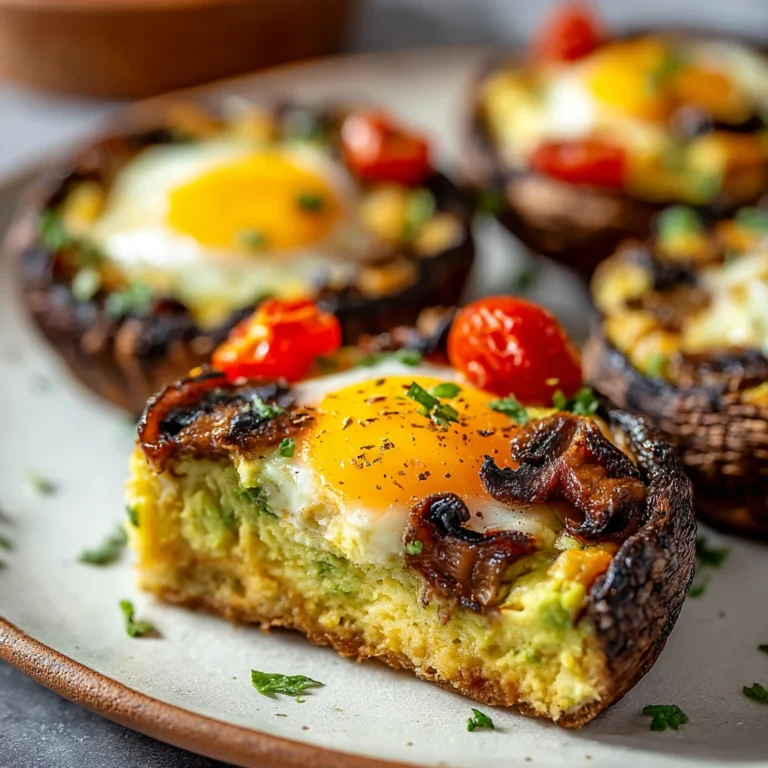 Delicious Avocado Egg Stuffed Portobello Mushrooms Recipe