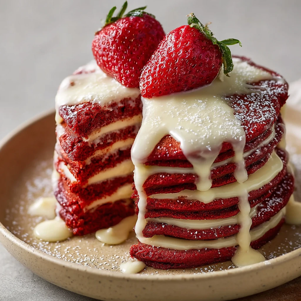 Delicious Red Velvet Pancakes Sweet Valentines Breakfast