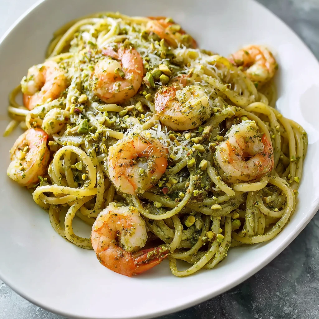 Creamy Pistachio Pesto Pasta Shrimp