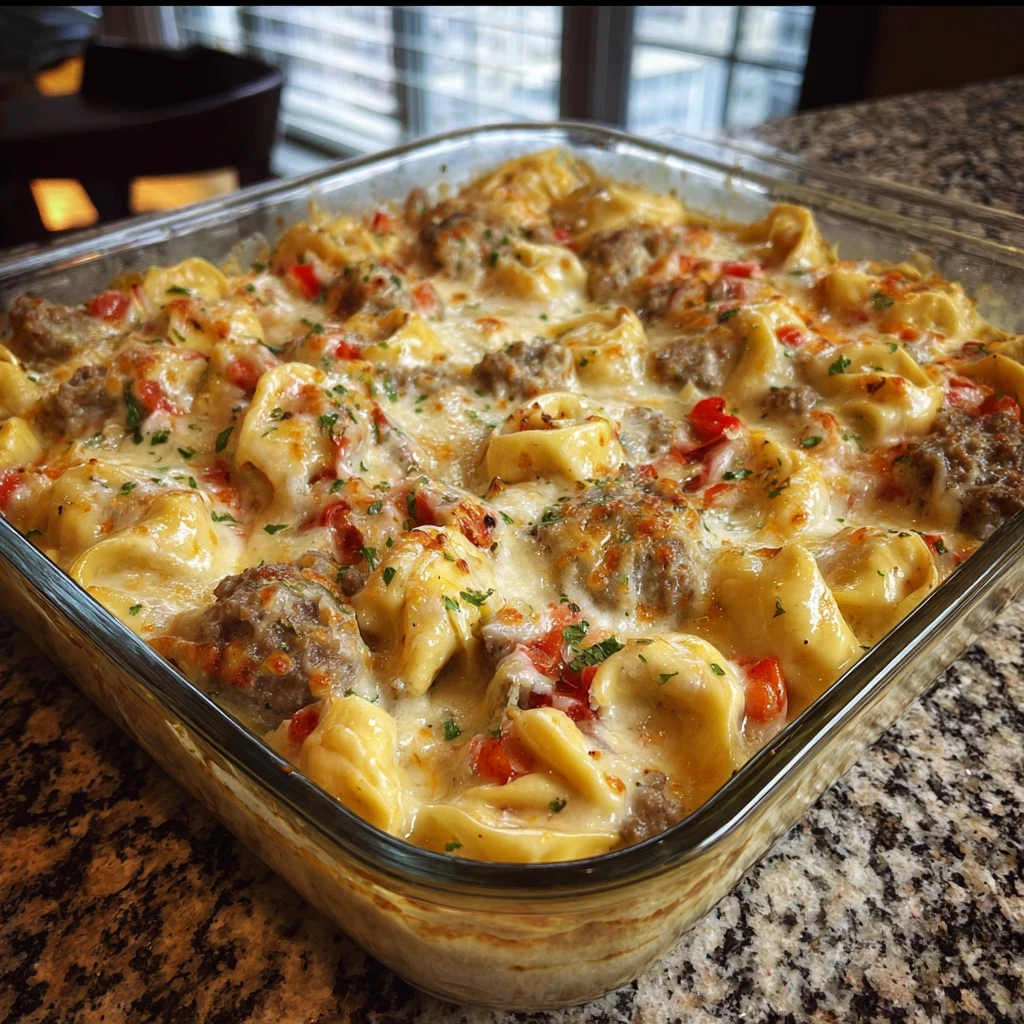 Golden Cheese Steak Tortellini Casserole Musttry Recipe