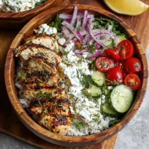 High Protein Mediterranean Lemon-Dill Chicken Bowls
