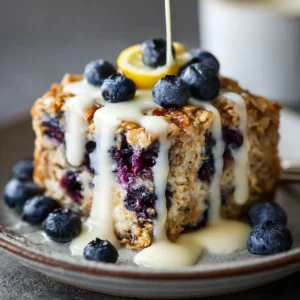 Lemon Blueberry Cream Cheese Baked Oatmeal