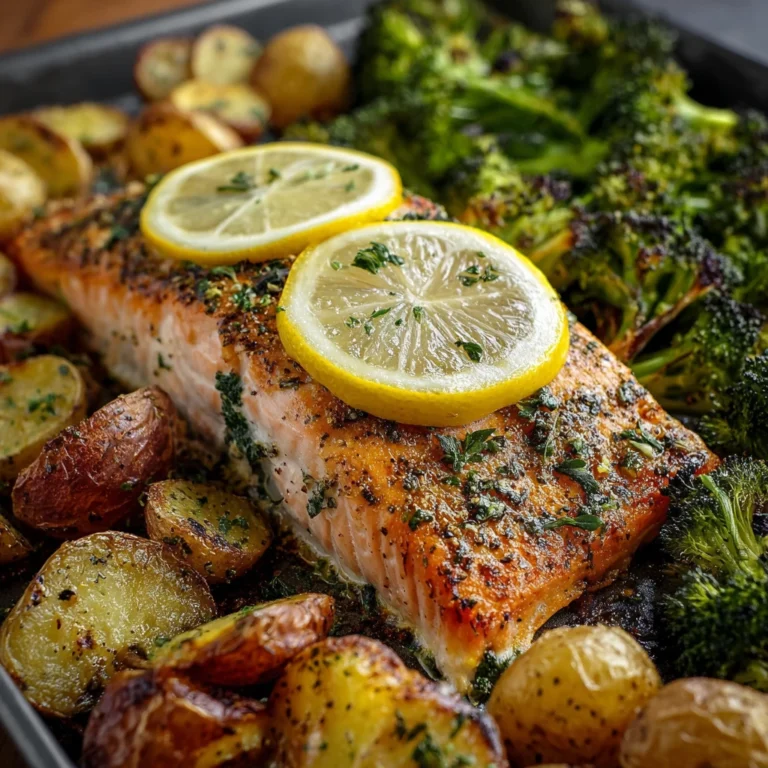 Lemon Butter Salmon Crispy Potatoes Roasted Broccoli Recipe