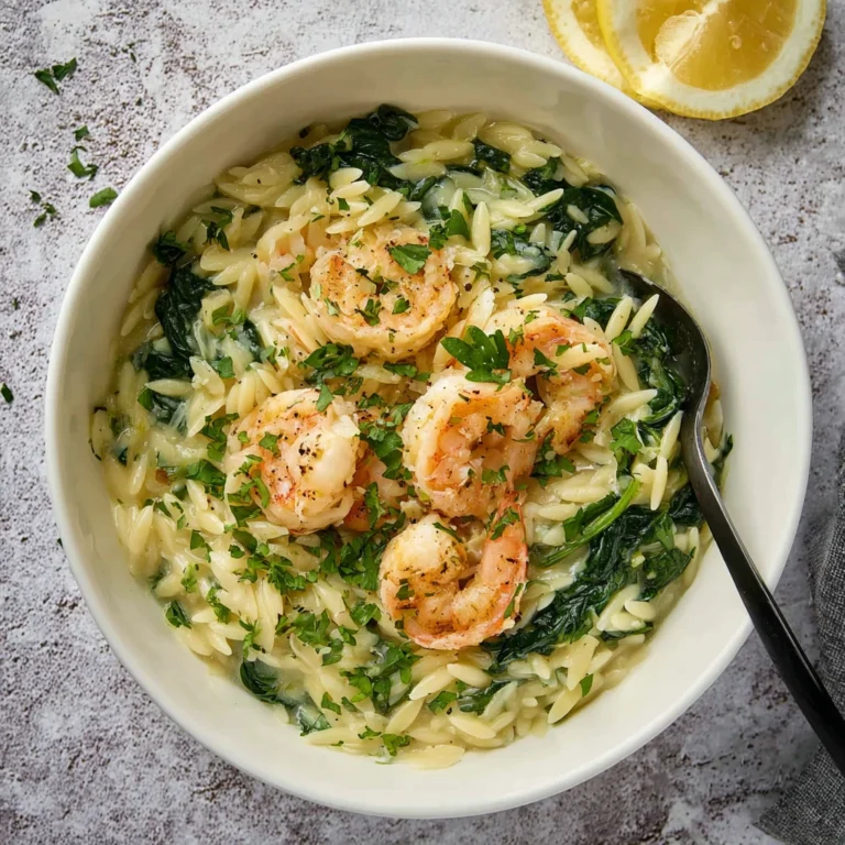 Lemon Garlic Shrimp Orzo