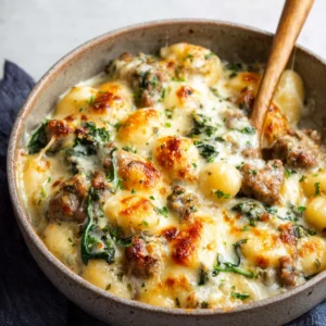 Pesto Sausage Gnocchi Bake