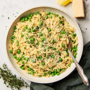 Quick and Easy Lemon Orzo with Parmesan and Peas