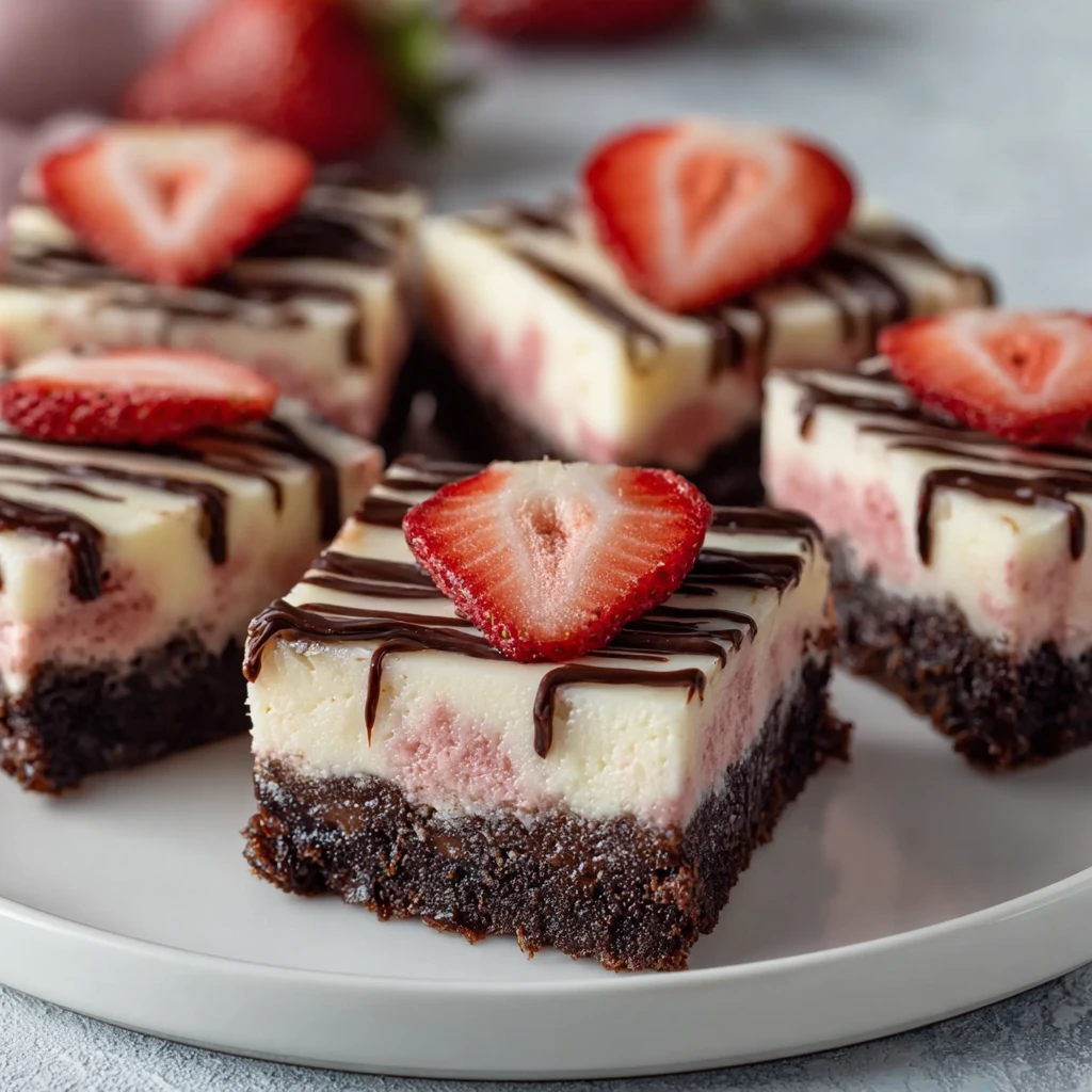 Strawberry Cheesecake Bars Fudgy Brownie Crust