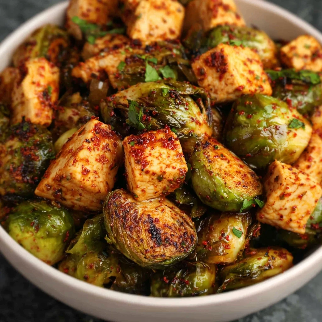 Air Fryer Sweet Chili Chicken Brussels Sprouts Recipe
