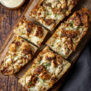 Blackened Chicken Alfredo Garlic Bread