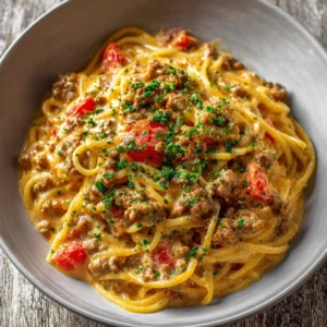 Cheesy Rotel Spaghetti