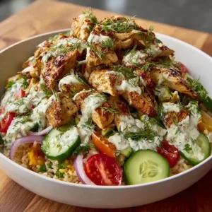 Chicken Shawarma Crispy Rice Salad