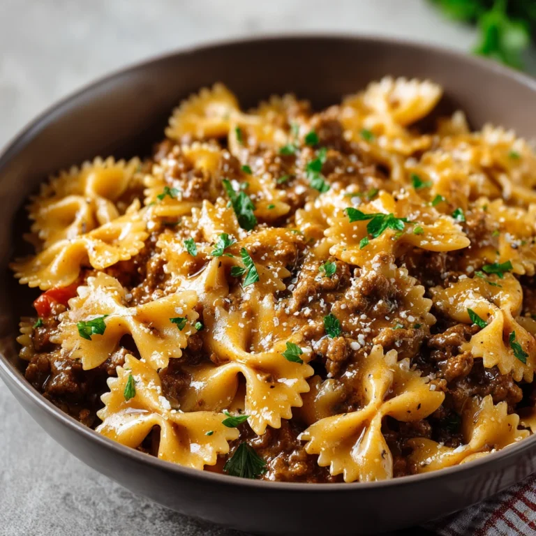 Creamy Beef Bowtie Pasta