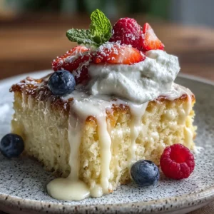 Creamy Tres Leches Cake Recipe Easy Homemade with Whipped Cream and Berries