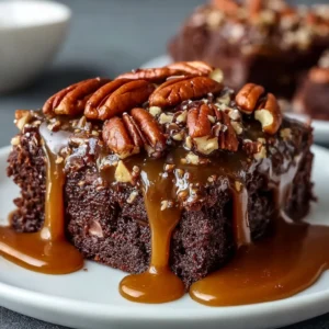 Decadent Turtle Brownies Recipe with Homemade Caramel Pecans Easy and Perfect