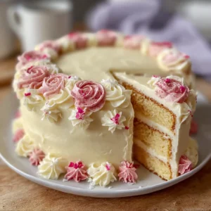 Fluffy Rose Water Vanilla Cake Recipe with Easy Floral Frosting