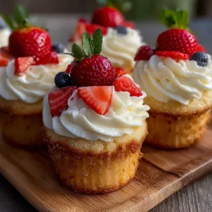 Fluffy Strawberry Shortcake Cupcakes Recipe Easy Homemade with Fresh Berry Crown