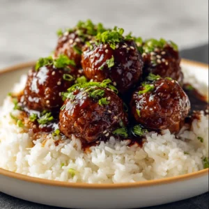 Honey Garlic Meatball Rice Bake