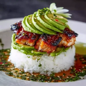 Honey Lime Chicken & Avocado Rice Stack
