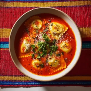 Roasted Red Pepper Ravioli Soup