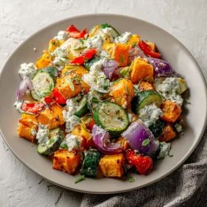 Roasted Veggie & Whipped Cheese Salad (Warm, Creamy, Comfort-Style Favorite)