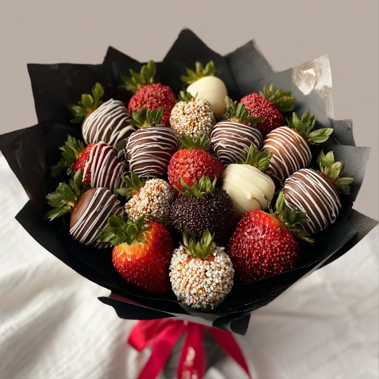 Strawberry Chocolate Bouquet Sweet Elegant Handmade Gift Forvalentines