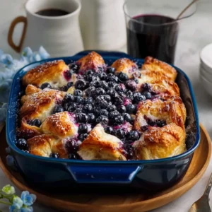 Blueberry Cream Cheese Croissant Casserole
