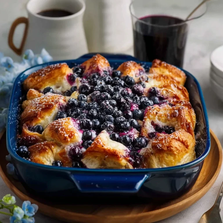 Blueberry Cream Cheese Croissant Casserole