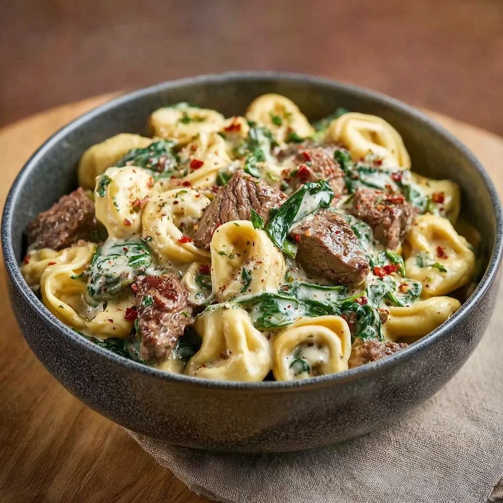 Creamy Tuscan Spinach Steak Bites Tortellini Cozy Italianinspired