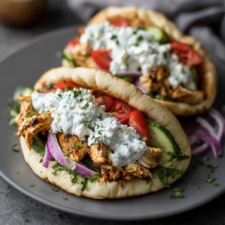 Crockpot Greek Chicken Pitas Tzatziki