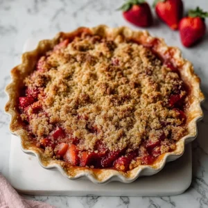 Delicious Strawberry Rhubarb Pie with Crumb Topping