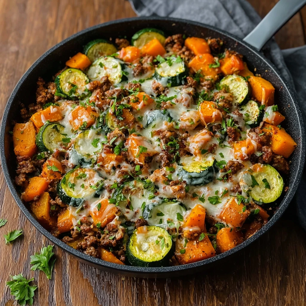 Ground Beef Zucchini Sweet Potato Skillet