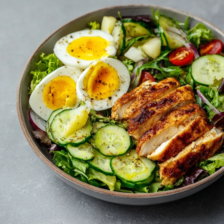Healthy Spring Chicken Salad Bowl Eggs Crisp Greens