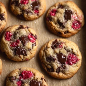 Soft and Chewy Raspberry Chocolate Chip Cookies