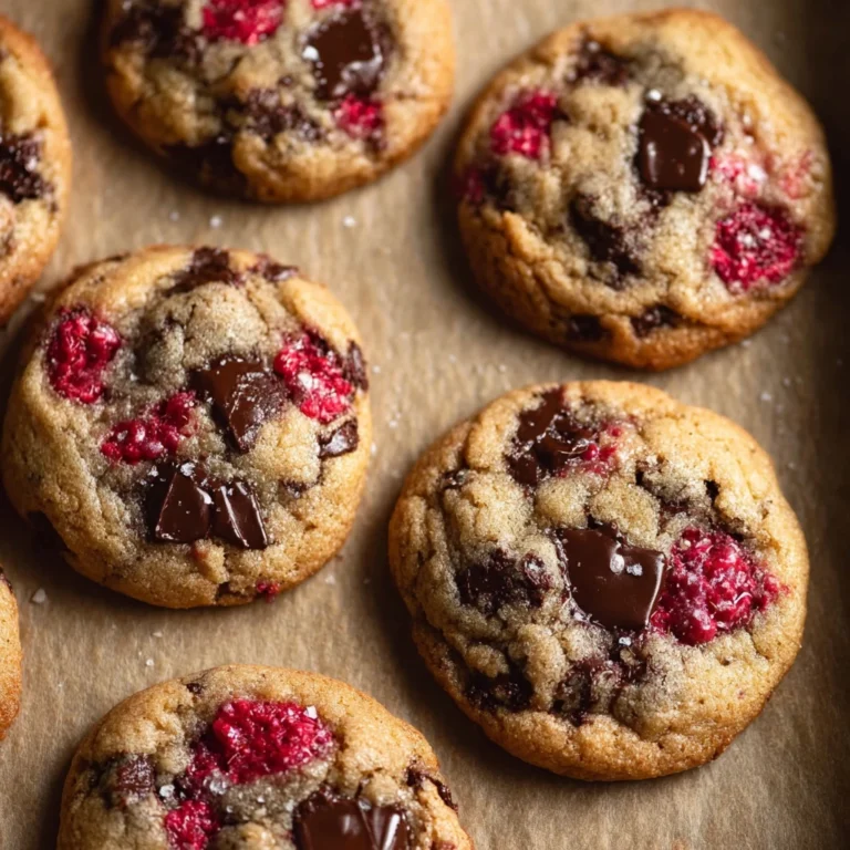 Soft Chewy Raspberry Chocolate Chip Cookies