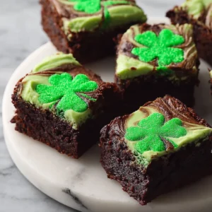 St. Patrick’s Day Mint Swirl Shamrock Brownies