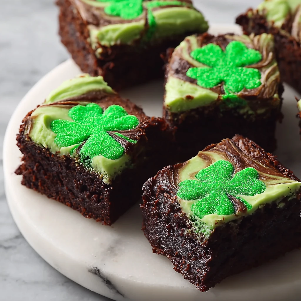 Patricks Day Mint Swirl Shamrock Brownies