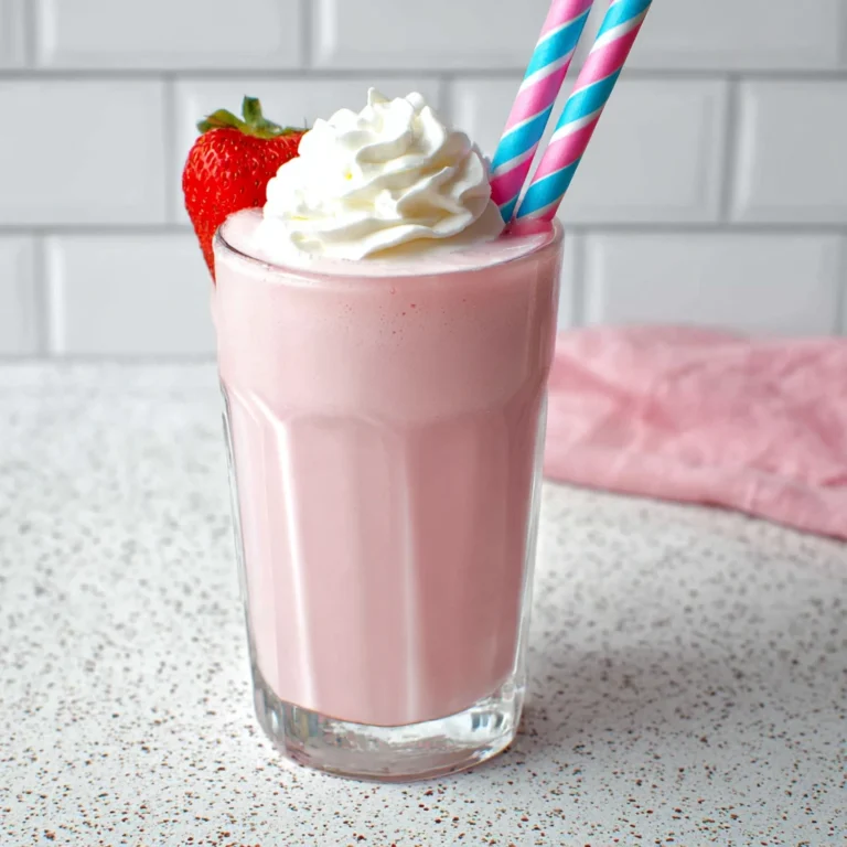 homemade strawberry milk with fresh strawberries in a glass