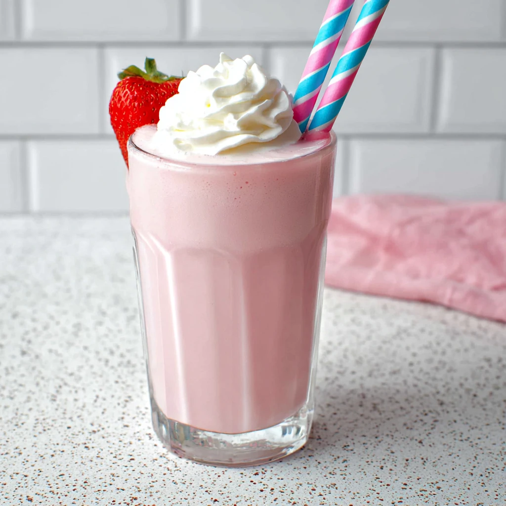 homemade strawberry milk with fresh strawberries in a glass