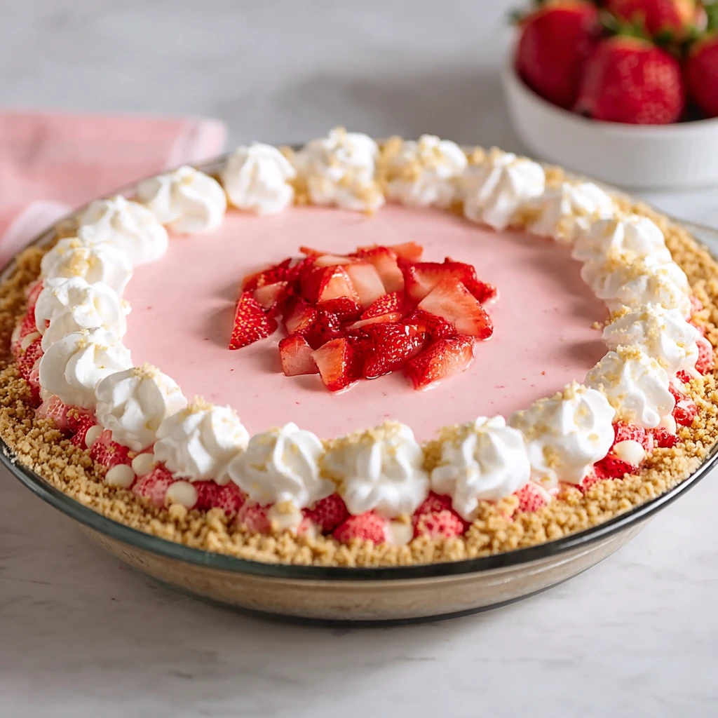 strawberry shortcake pie with fresh strawberries and whipped cream
