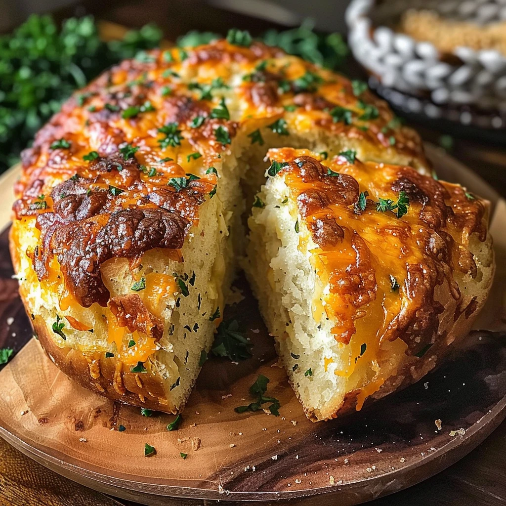 Knead Cheddar Bread Crispy Crust Soft Cheesy Inside