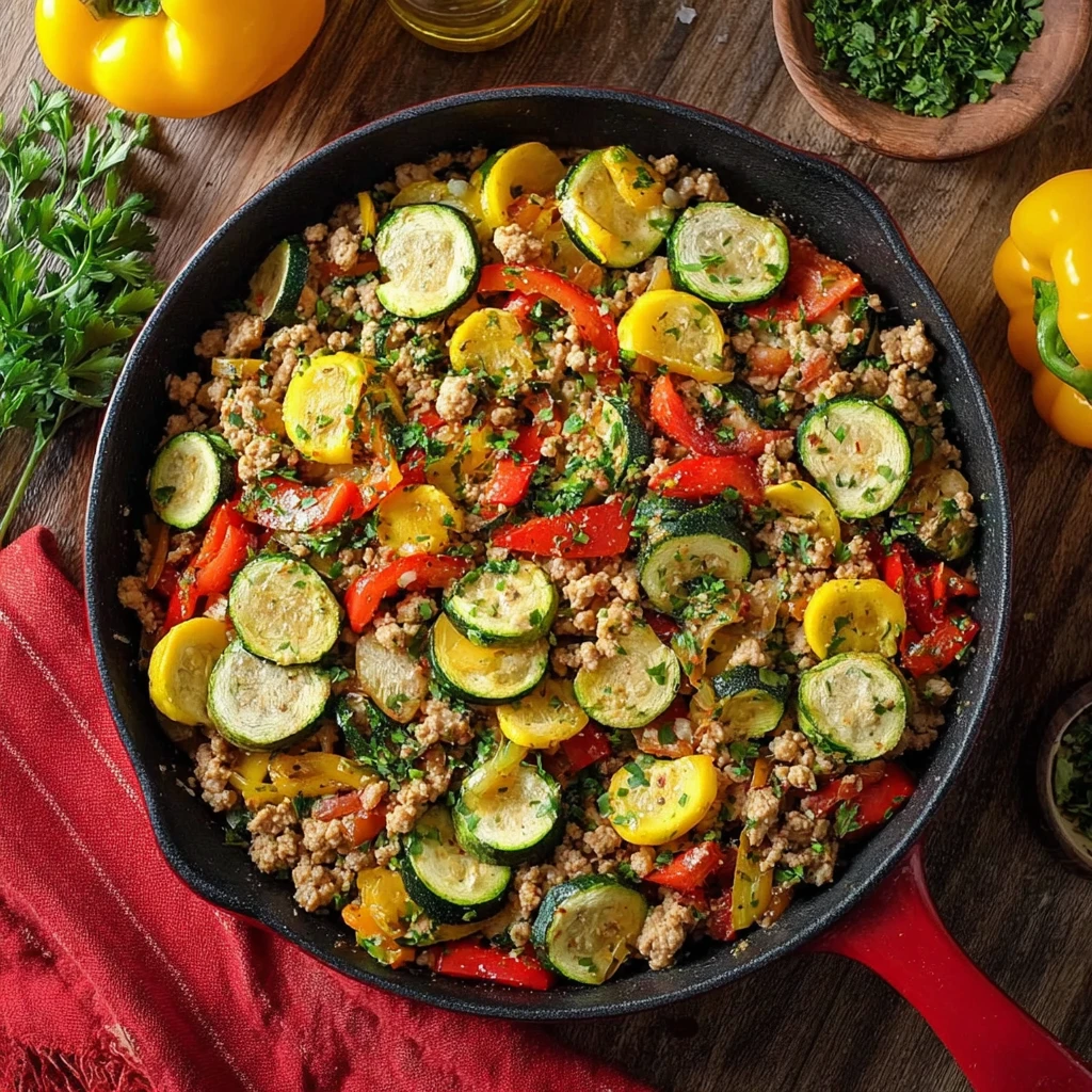 Healthy Ground Turkey Skillet Onepan Dinner Veggies
